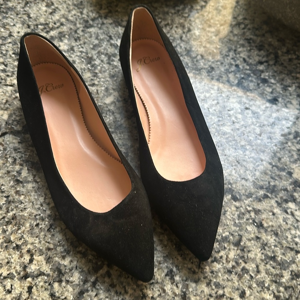J.Crew Black Velvet Flats NWOT